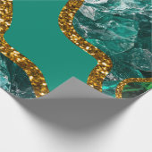 Papier Cadeau Emerald Green & Gold Agate Parties scintillant (Coin)