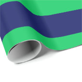 Papier Cadeau Emerald Green, Navy Blue XL Stripes Motif V (Coin rond)