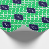 Papier Cadeau Émeraude Blanc Marocain #5 Navy 3 Initial Monogram (Coin)