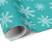 Papier Cadeau Émeraude et flocons blancs (Coin rond)