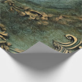 Papier Cadeau Émeraude Green Rustic Steampunk Horloge (1) (Coin)