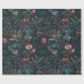 Papier Cadeau Émeraude lunaire et découpage florale rose (Plat)