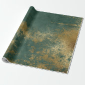 Papier Cadeau Émeraude Or Perdue Deep Green Wrap (Déroulé)