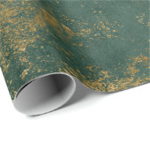 Papier Cadeau Émeraude Or Perdue Deep Green Wrap (Coin rond)