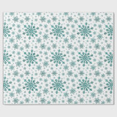 Papier Cadeau Émeraude Vert Noël Snowflakes en hiver (Plat)