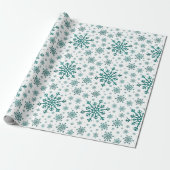 Papier Cadeau Émeraude Vert Noël Snowflakes en hiver (Déroulé)