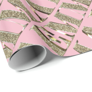 Papier Cadeau Emma Elegant Parties scintillant d'or Look Typogra
