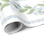 Papier Cadeau Emma Stripe Cornflower Bleu et vert (Coin rond)