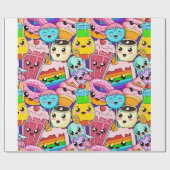 Papier Cadeau emo-girl-kawaii-sans-couture-motif (Plat)