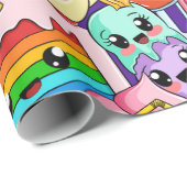 Papier Cadeau emo-girl-kawaii-sans-couture-motif (Coin rond)