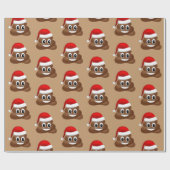 Papier Cadeau emoji de noël poo avec chapeau santa (Plat)