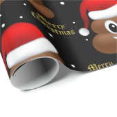 Papier Cadeau emoji de noël poo avec papier d'emballage de chape (Coin rond)