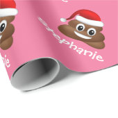 Papier Cadeau emoji de noël poo avec papier d'emballage de chape (Coin rond)