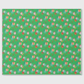 Papier Cadeau emoji de Noël vert (Plat)