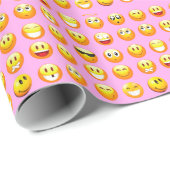 Papier Cadeau émoji rose pastel (Coin rond)