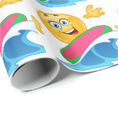 Papier Cadeau émoticône surf (Coin rond)