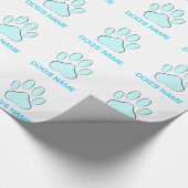 Papier Cadeau Empreinte de chien bleu bébé (Coin)