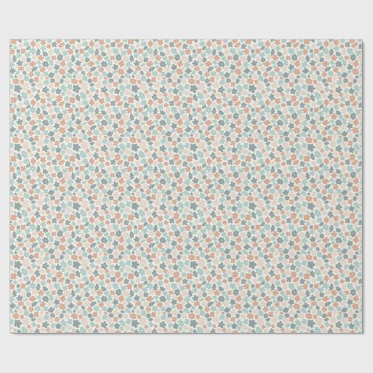 Papier Cadeau Empreinte de fleurs pastel retro Boho (Plat)