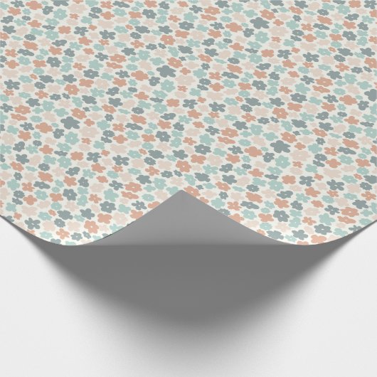 Papier Cadeau Empreinte de fleurs pastel retro Boho (Coin)