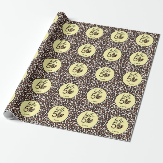 Papier Cadeau Empreinte de léopard 50e anniversaire (Déroulé)