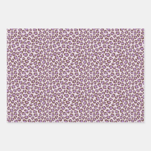 Papier cadeau empreinte de léopard animal violet (Devant 2)