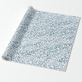Papier Cadeau Empreinte de léopard Aqua Blue Navy (Déroulé)