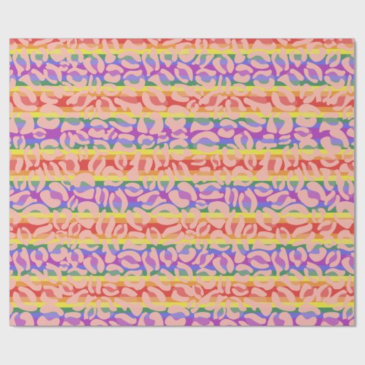 Papier Cadeau Empreinte de léopard arc-en-ciel (Plat)