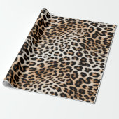 Papier Cadeau Empreinte de léopard blanc chic (Déroulé)