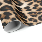 Papier Cadeau Empreinte de léopard blanc chic (Coin rond)