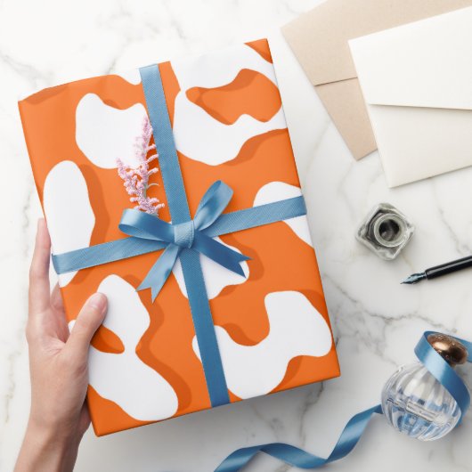 Papier Cadeau Empreinte de léopard blanc Orange (Cadeaux)