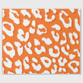 Papier Cadeau Empreinte de léopard blanc Orange (Plat)