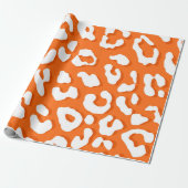 Papier Cadeau Empreinte de léopard blanc Orange (Déroulé)