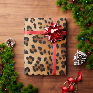 Papier Cadeau Empreinte de léopard Brown Black Cream