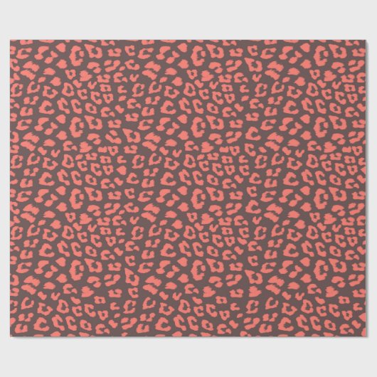 Papier Cadeau Empreinte de léopard Brown de corail (Plat)