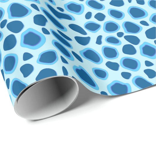 Papier Cadeau Empreinte de léopard - Cobalt foncé et bleu ciel (Coin rond)