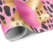 Papier Cadeau Empreinte de léopard de glam or rose (Coin rond)