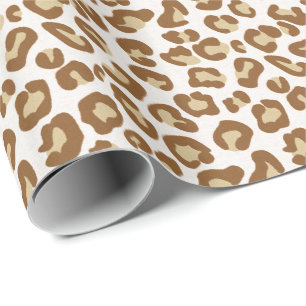 Papier Cadeau Empreinte de léopard de neige, beige, tan et crè