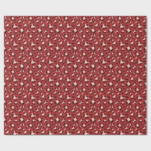 Papier Cadeau Empreinte de léopard de Noël Fun Red Mix (Plat)