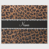 Papier Cadeau empreinte de léopard de parties scintillant en or  (Plat)