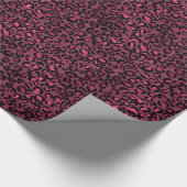 Papier Cadeau Empreinte de léopard de verre noir rose (Coin)