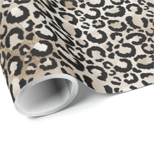 Papier Cadeau Empreinte de léopard d'or chic