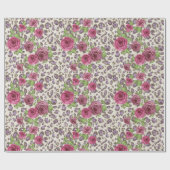 Papier Cadeau Empreinte de léopard et Rose (Plat)