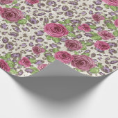 Papier Cadeau Empreinte de léopard et Rose (Coin)