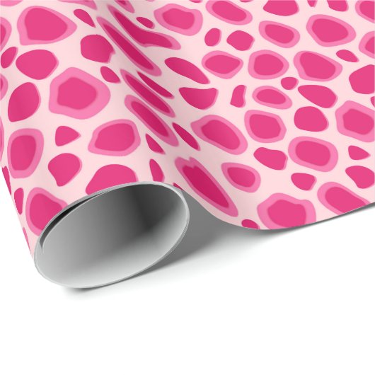 Papier Cadeau Empreinte de léopard - Fuchsia et rose clair (Coin rond)