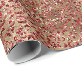 Papier Cadeau Empreinte de léopard Glam Gold Red Parties scintil (Coin rond)