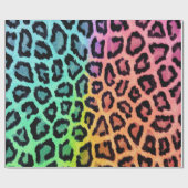 Papier Cadeau Empreinte de léopard multicolore amusant (Plat)