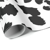 Papier Cadeau Empreinte de léopard noir et blanc (Coin rond)