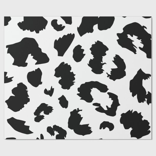 Papier Cadeau Empreinte de léopard noir et blanc (Plat)
