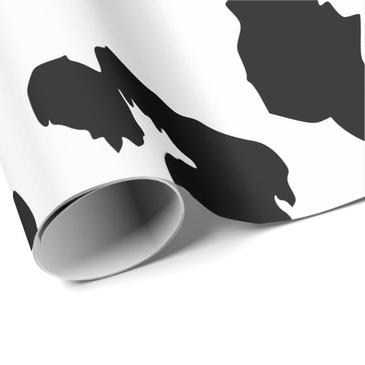 Papier Cadeau Empreinte de léopard noir et blanc (Coin rond)