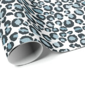 Papier Cadeau Empreinte de léopard noir et bleu (Coin rond)